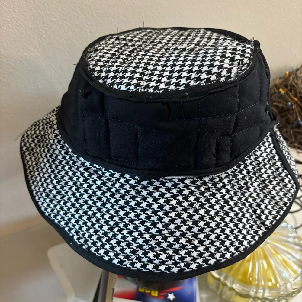 22” Batman/Houndstooth‎ Blue and Black Reversible Bucket Hat Hand Crafted 003